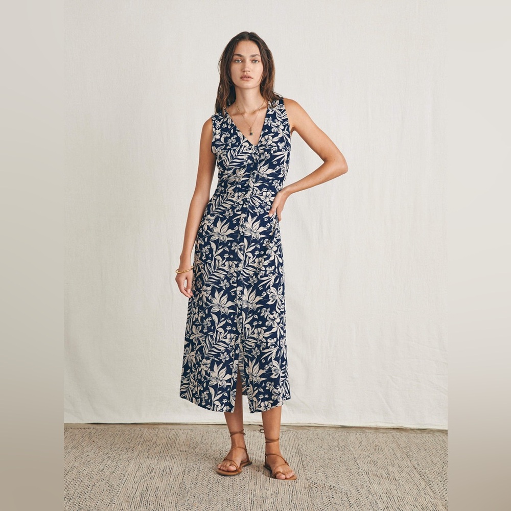 NWT Faherty Siena Midi Dress in Navy Canopy Floral